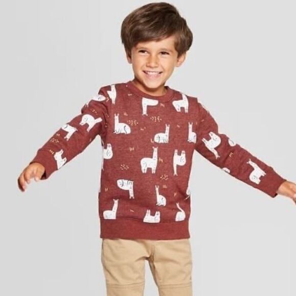 Cat & Jack Llama Sweatshirt Burgundy | SZ 18 months - Picture 1 of 5